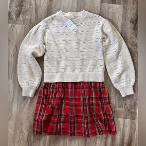 Crewcuts Girls' mixy sweater-dress in Good Tidings plaid size 12 NWT